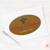 Stylish Festive Merry Christmas Message Oval  楕円形シール (封筒)