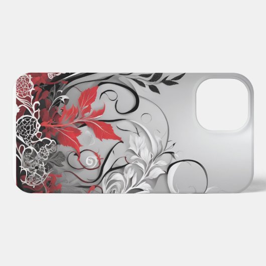 Stylish Floral and Lacy Leaf Design iPhoneケース (裏面横)