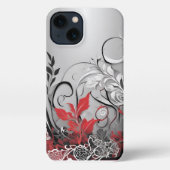 Stylish Floral and Lacy Leaf Design iPhoneケース (裏面)