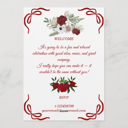 Stylish Floral Birthday Invitation Card 招待状 (裏面)