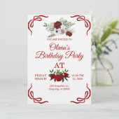 Stylish Floral Birthday Invitation Card 招待状 (スタンド正面)