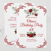 Stylish Floral Birthday Invitation Card 招待状 (正面/裏面)