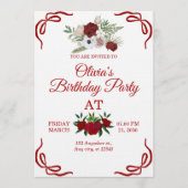 Stylish Floral Birthday Invitation Card 招待状 (正面)