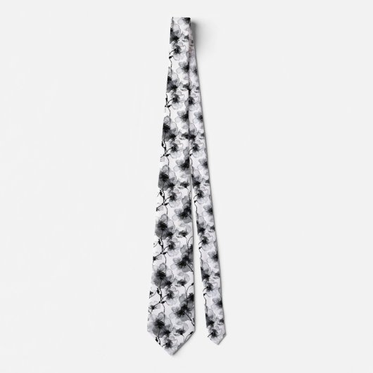 Stylish Floral Black White Modern Pattern ネクタイ (正面)