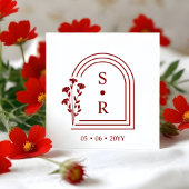 Stylish Floral Botanical Arch Wedding Initials ラバースタンプ