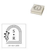 Stylish Floral Botanical Arch Wedding Initials ラバースタンプ (押印)