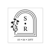 Stylish Floral Botanical Arch Wedding Initials ラバースタンプ (インプリント)