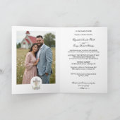 Stylish Floral Cross Wedding Rings Christian 招待状 (内部)