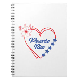 Stylish Floral Puerto Rico Heart Illustration ノートブック
