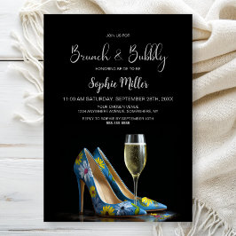 Stylish Floral Stiletto Shoes Brunch and Bubbly 招待状