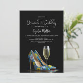 Stylish Floral Stiletto Shoes Brunch and Bubbly 招待状 (スタンド正面)