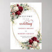 Stylish Floral Wedding Welcome Sign Printable ポスター (正面)