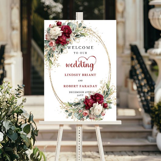 Stylish Floral Wedding Welcome Sign Printable ポスター