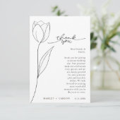 Stylish Flower Line Art Black White Wedding サンキューカード (スタンド正面)