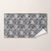Stylish Flower Pattern on Silver Gray バスタオルセット (ハンドタオル)