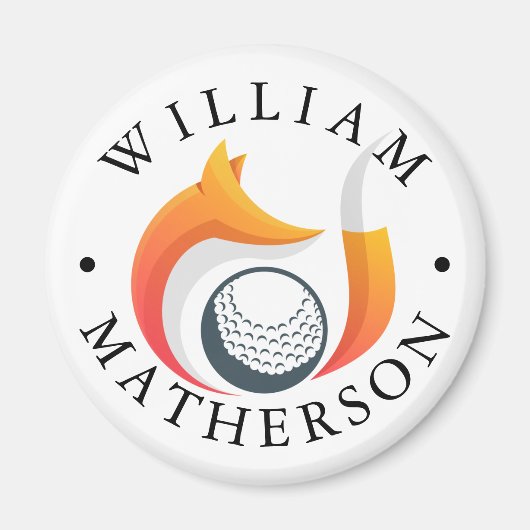 Stylish Fox Custom Name Golf Ball Marker マグネット (正面)