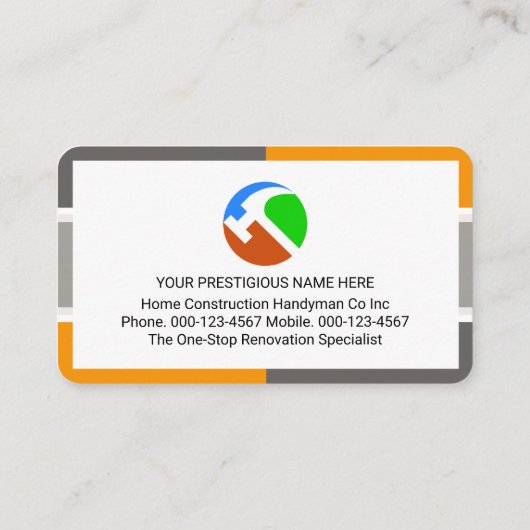 Stylish Frame Colorful Handyman Tools 名刺 (裏面)