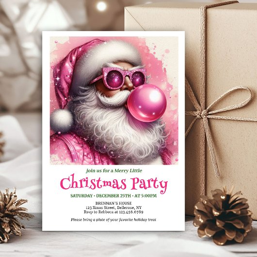 Stylish Funny Santa Sunglasses Christmas Invites 招待状