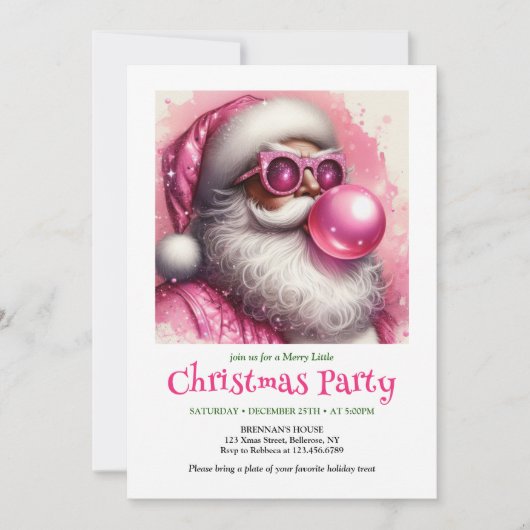 Stylish Funny Santa Sunglasses Christmas Invites 招待状 (正面)