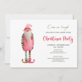 Stylish Funny Santa Watercolor Holiday Invite 招待状 (正面)