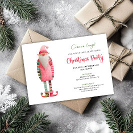 Stylish Funny Santa Watercolor Holiday Invite 招待状