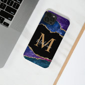 Stylish Galaxy Gold Agate Geode Monogram iPhoneケース