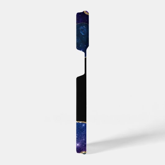 Stylish Galaxy Gold Agate Geode Monogram iPhoneケース (右側面)