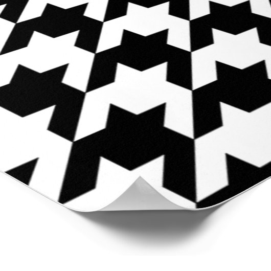 stylish geometric black white houndstooth pattern ポスター (角)
