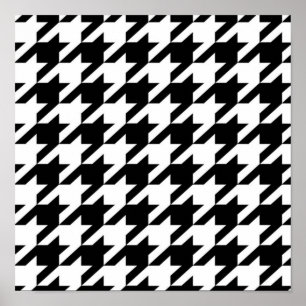 stylish geometric black white houndstooth pattern ポスター