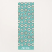Stylish Geometric Teal Floral Mandala Personalised ヨガマット (正面)