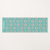 Stylish Geometric Teal Floral Mandala Personalised ヨガマット (正面(横))