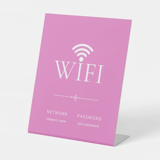 Stylish Girly Pink Wifi Network Password Sign 台座サイン (正面)