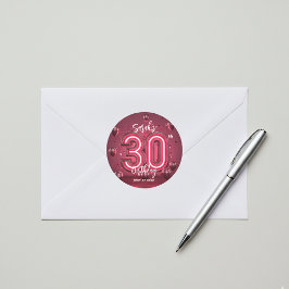 Stylish Glam Neon Fuchsia Pink 30th Birthday ラウンドシール