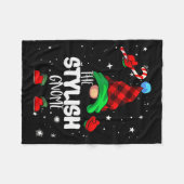 Stylish Gnome Red Buffalo Plaid Matching Family Ch フリースブランケット (正面(横))