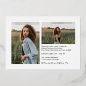 Stylish Gold Bold Typography 3 Photo Graduation 箔招待状 (裏面)