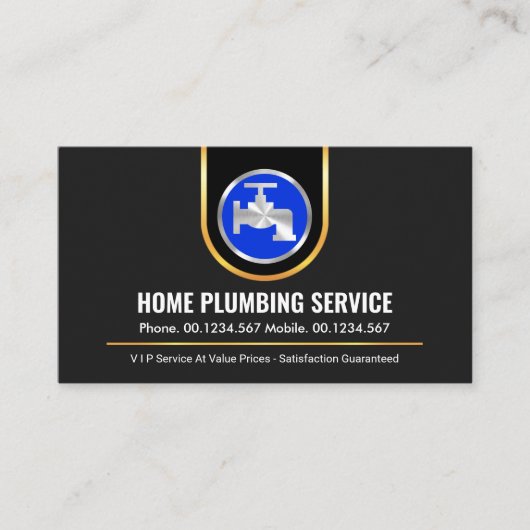 Stylish Gold Curved Border Blue Faucet 名刺 (正面)