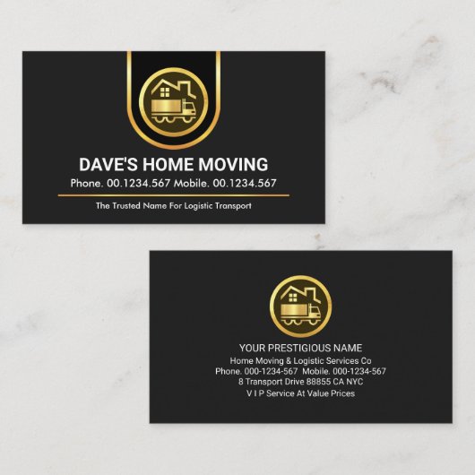 Stylish Gold Curved Border Trucking 名刺 (正面/裏面)