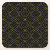 Stylish Gold Geometric Box Design Black スクエアペーパーコースター (正面)