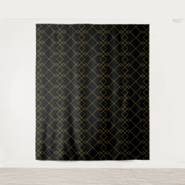Stylish Gold Geometric Box Design Black タペストリー