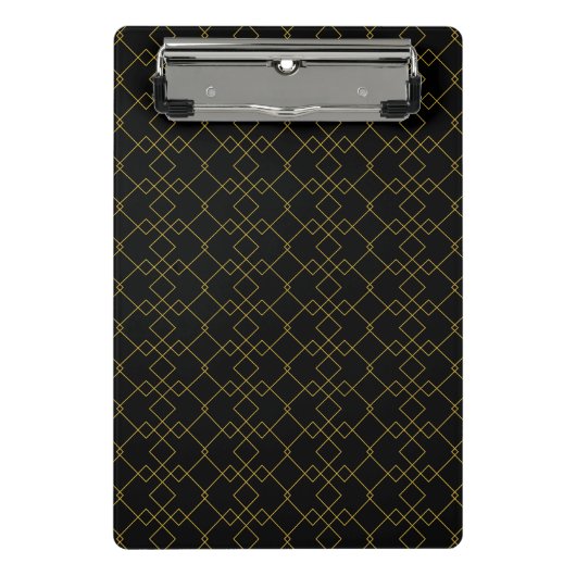 Stylish Gold Geometric Box Design Black ミニクリップボード (正面)