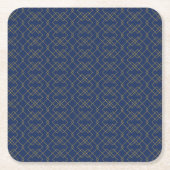 Stylish Gold Geometric Box Design Navy スクエアペーパーコースター (正面)