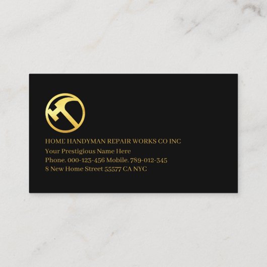 Stylish Gold Handyman Frame 名刺 (裏面)