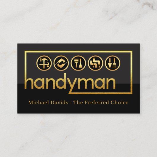 Stylish Gold Handyman Frame 名刺 (正面)