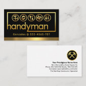 Stylish Gold Handyman Tools Frame 名刺 (正面/裏面)