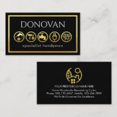 Stylish Gold Handyman Tools Frame 名刺 (正面/裏面)