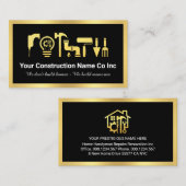 Stylish Gold Handyman Tools Gold Frame 名刺 (正面/裏面)