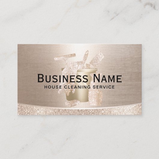 Stylish Gold House Cleaning Service Professional 名刺 (正面)