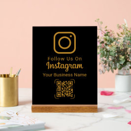 Stylish Gold Instagram Business Name QR Code アクリルサイン