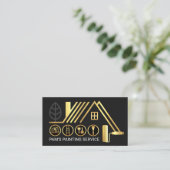 Stylish Gold Rooftop Building Paint Brush 名刺 (スタンド正面)