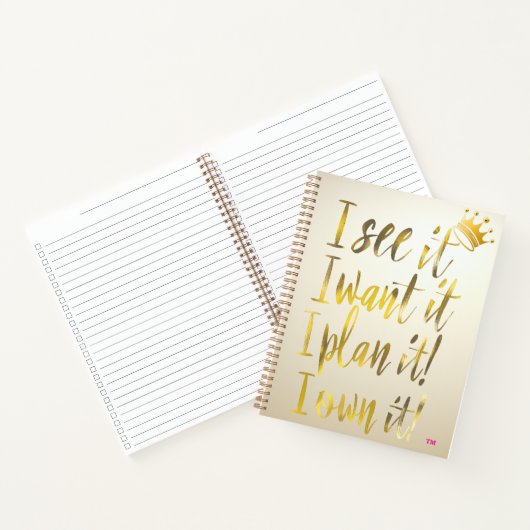 Stylish Gold Script Ivory Motivational ノートブック (内部)